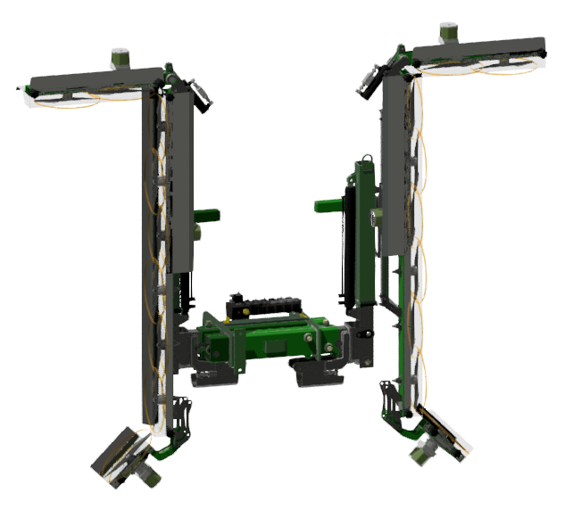 Cimatrice bilaterale a coltelli FA-MA Pruning per vigneto, soluzione ad alta produttività per la cimatura simultanea di due mezze file con lame rotanti veloci.
